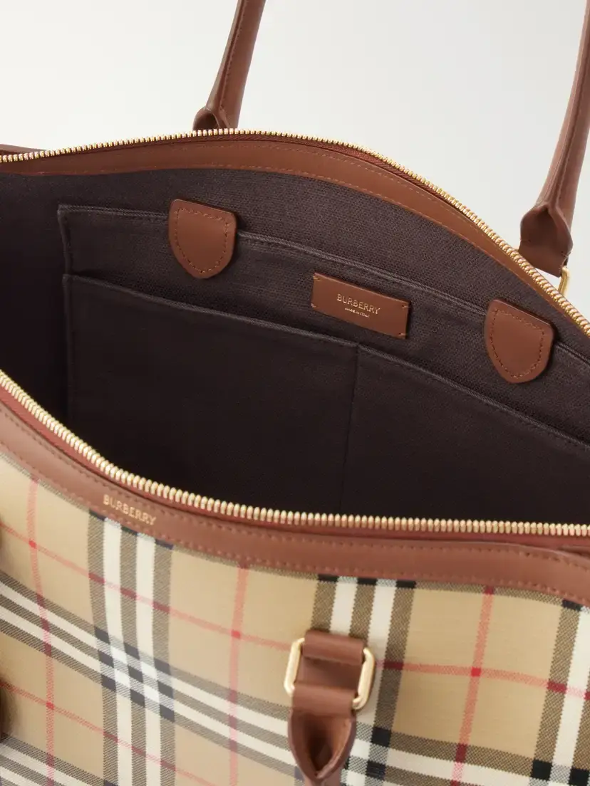 Burberry Medium Check Zip Leather-trimmed Tote | Thumbnail 6