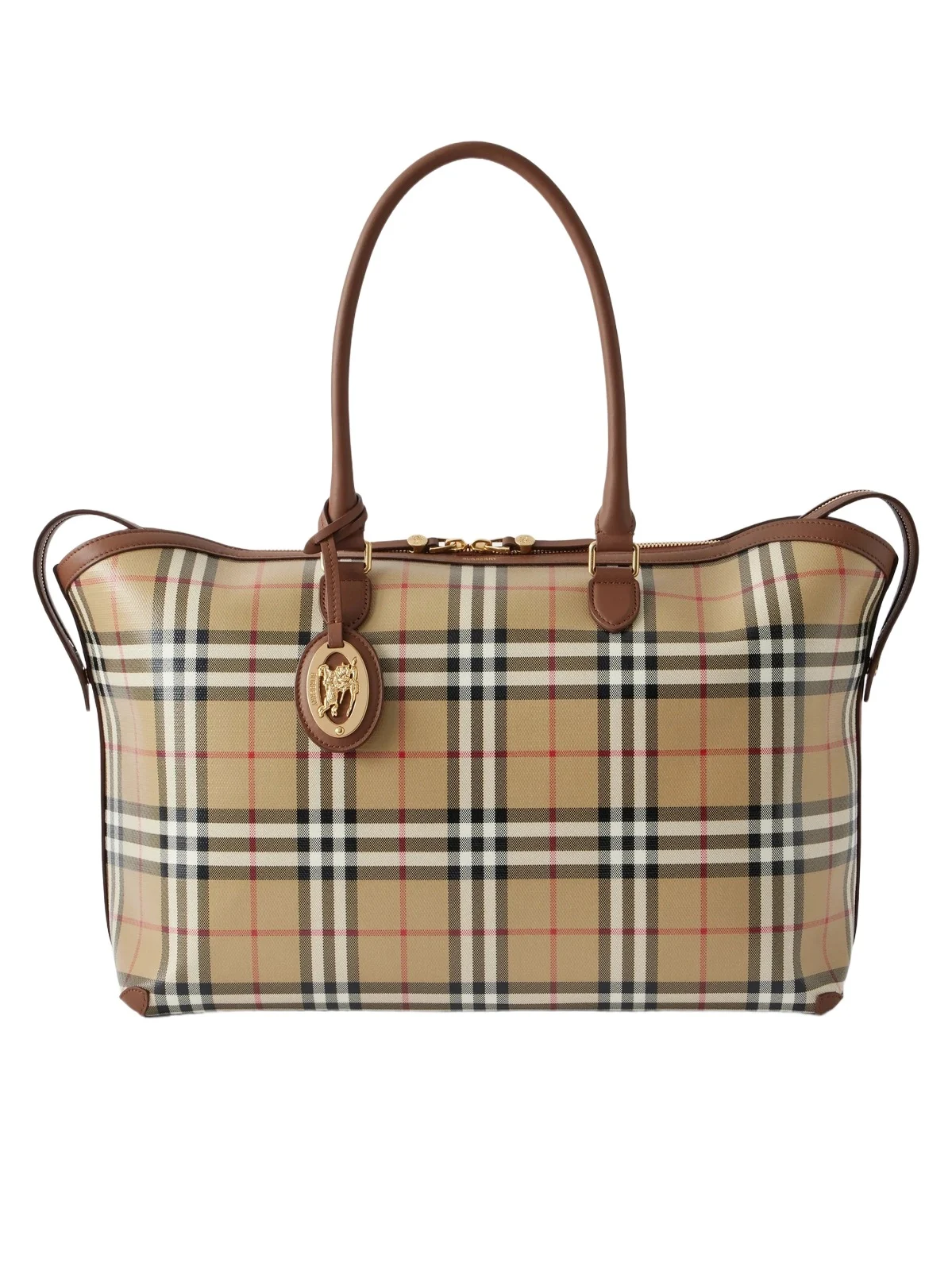 Medium Check Zip Leather-trimmed Tote Medium Check Zip Leather-trimmed Tote