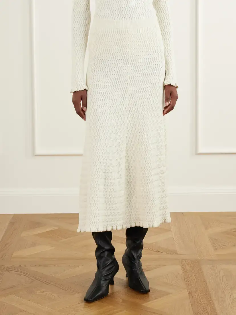Proenza Schouler White Label Magnolia Cable-knit Cotton-blend Midi Skirt | Thumbnail 3 Proenza Schouler White Label Magnolia Cable-knit Cotton-blend Midi Skirt | Thumbnail 3