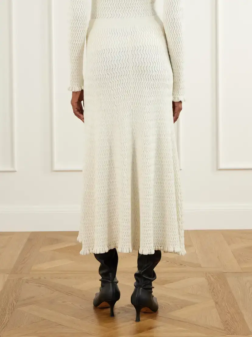 Proenza Schouler White Label Magnolia Cable-knit Cotton-blend Midi Skirt | Thumbnail 4 Proenza Schouler White Label Magnolia Cable-knit Cotton-blend Midi Skirt | Thumbnail 4