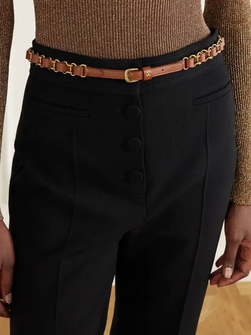 Valentino Garavani Logo-embellished Chain And Leather Belt - Brown | Thumbnail 2 Valentino Garavani Logo-embellished Chain And Leather Belt - Brown | Thumbnail 2