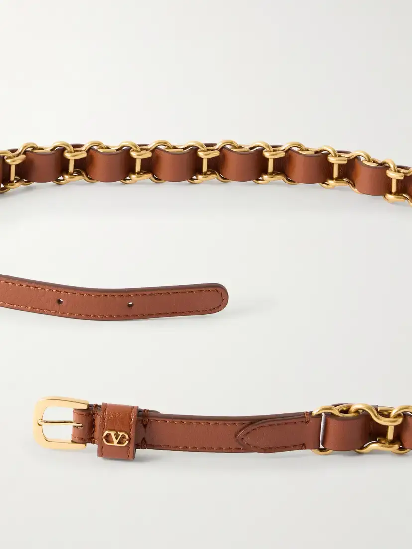 Valentino Garavani Logo-embellished Chain And Leather Belt - Brown | Thumbnail 3 Valentino Garavani Logo-embellished Chain And Leather Belt - Brown | Thumbnail 3