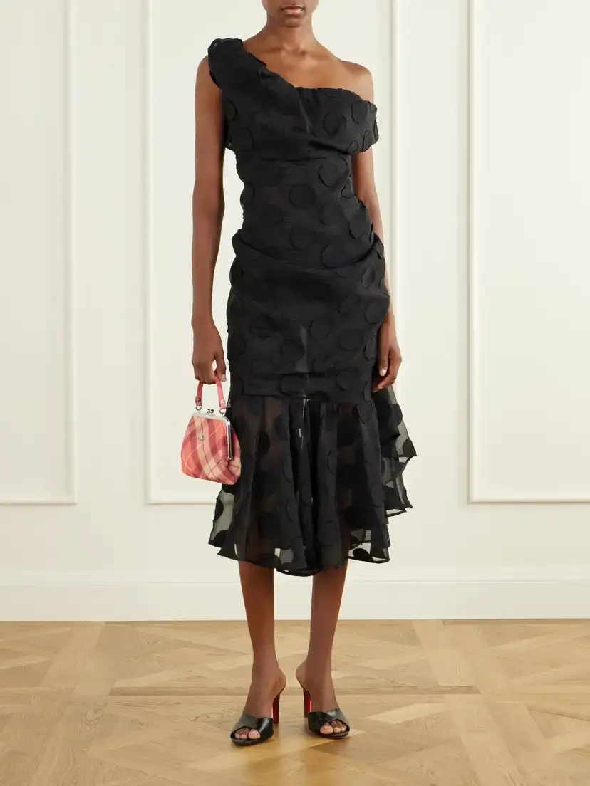 Vivienne Westwood Flocked Chiffon Polka-dot Midi Dress | Thumbnail 2