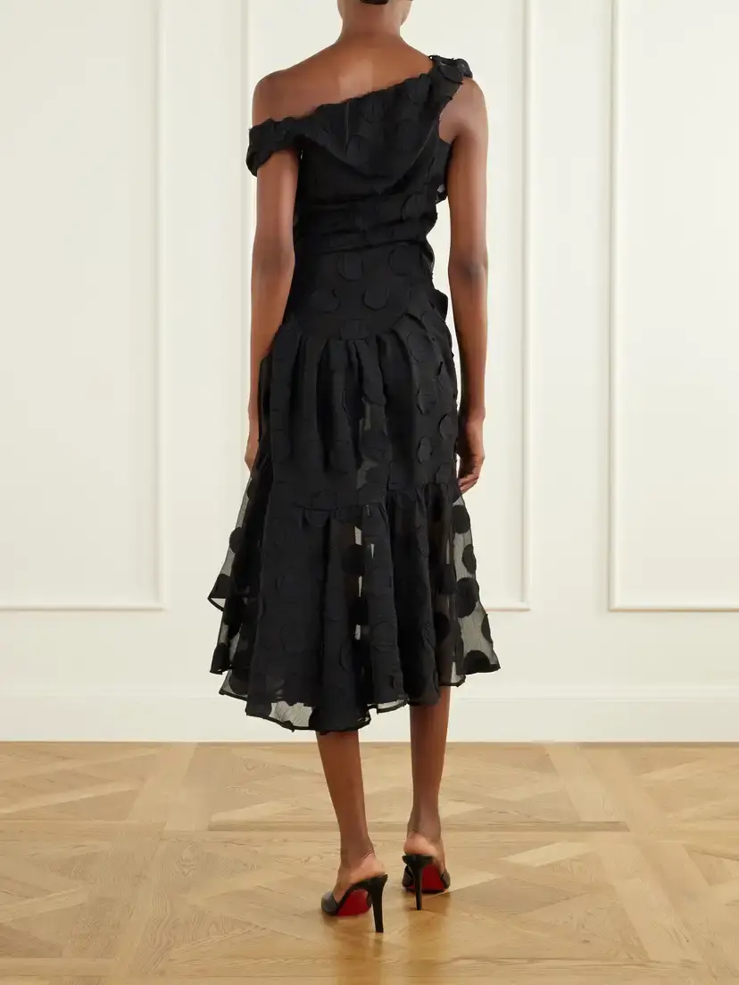 Vivienne Westwood Flocked Chiffon Polka-dot Midi Dress | Thumbnail 3