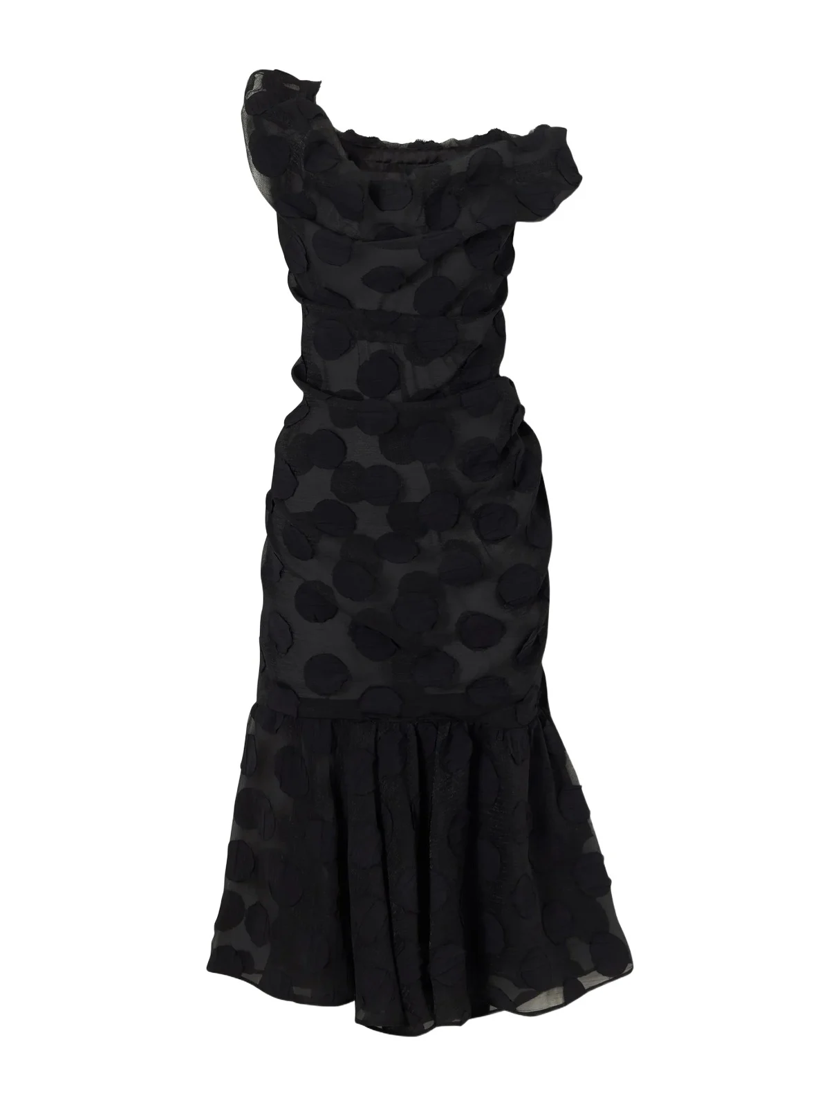 Vivienne Westwood Flocked Chiffon Polka-dot Midi Dress