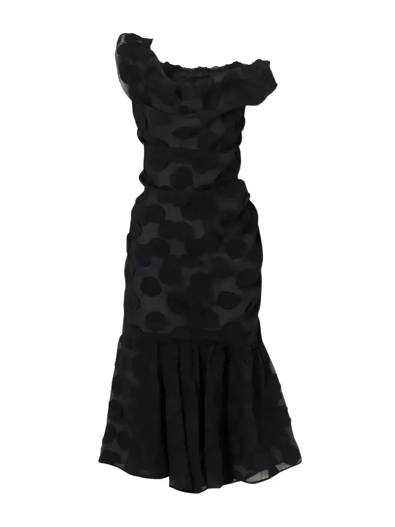 Vivienne Westwood Flocked Chiffon Polka-dot Midi Dress | Image 1 Vivienne Westwood Flocked Chiffon Polka-dot Midi Dress | Image 1