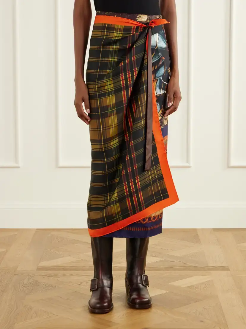 Dries Van Noten Printed Self-tie Silk-satin Midi Skirt | Thumbnail 3 Dries Van Noten Printed Self-tie Silk-satin Midi Skirt | Thumbnail 3