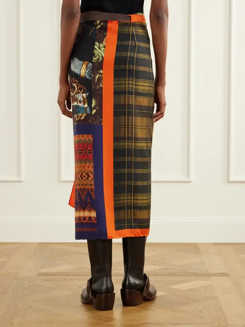 Dries Van Noten Printed Self-tie Silk-satin Midi Skirt | Thumbnail 4 Dries Van Noten Printed Self-tie Silk-satin Midi Skirt | Thumbnail 4