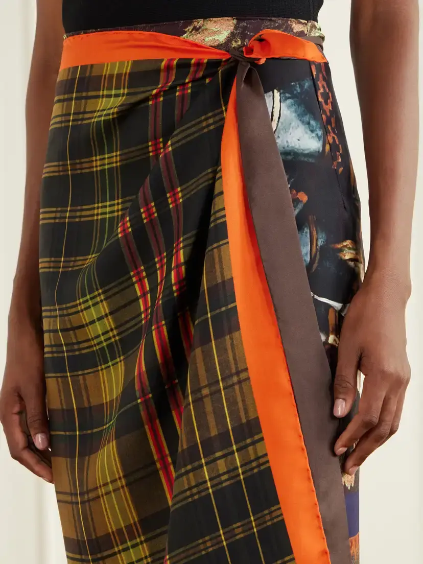 Dries Van Noten Printed Self-tie Silk-satin Midi Skirt | Thumbnail 5 Dries Van Noten Printed Self-tie Silk-satin Midi Skirt | Thumbnail 5