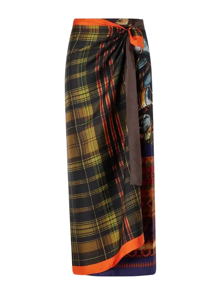 Dries Van Noten Printed Self-tie Silk-satin Midi Skirt