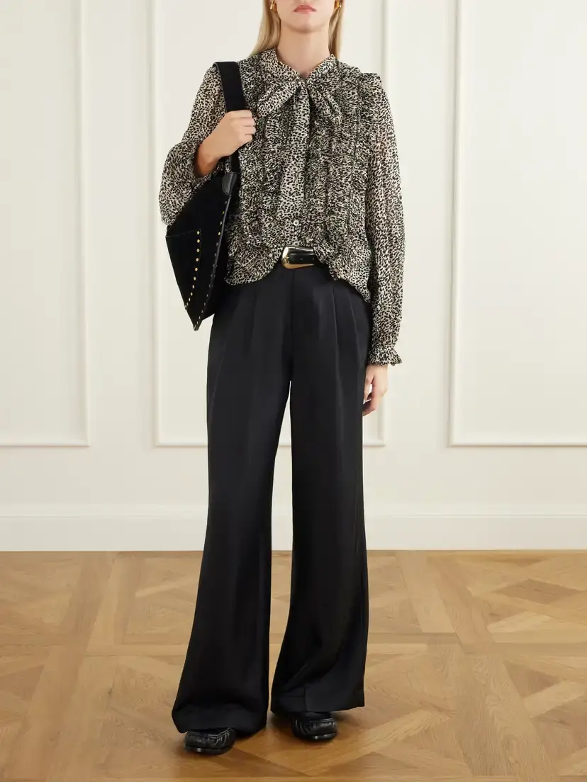 Sea Charlize Tie-detailed Ruffled Animal-print Chiffon Blouse | Thumbnail 2 Sea Charlize Tie-detailed Ruffled Animal-print Chiffon Blouse | Thumbnail 2