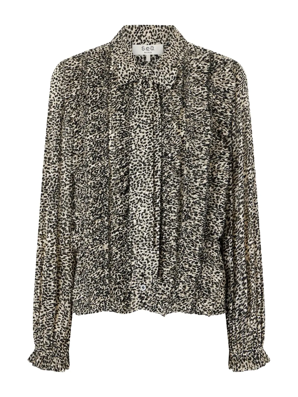 Charlize Tie-detailed Ruffled Animal-print Chiffon Blouse Charlize Tie-detailed Ruffled Animal-print Chiffon Blouse