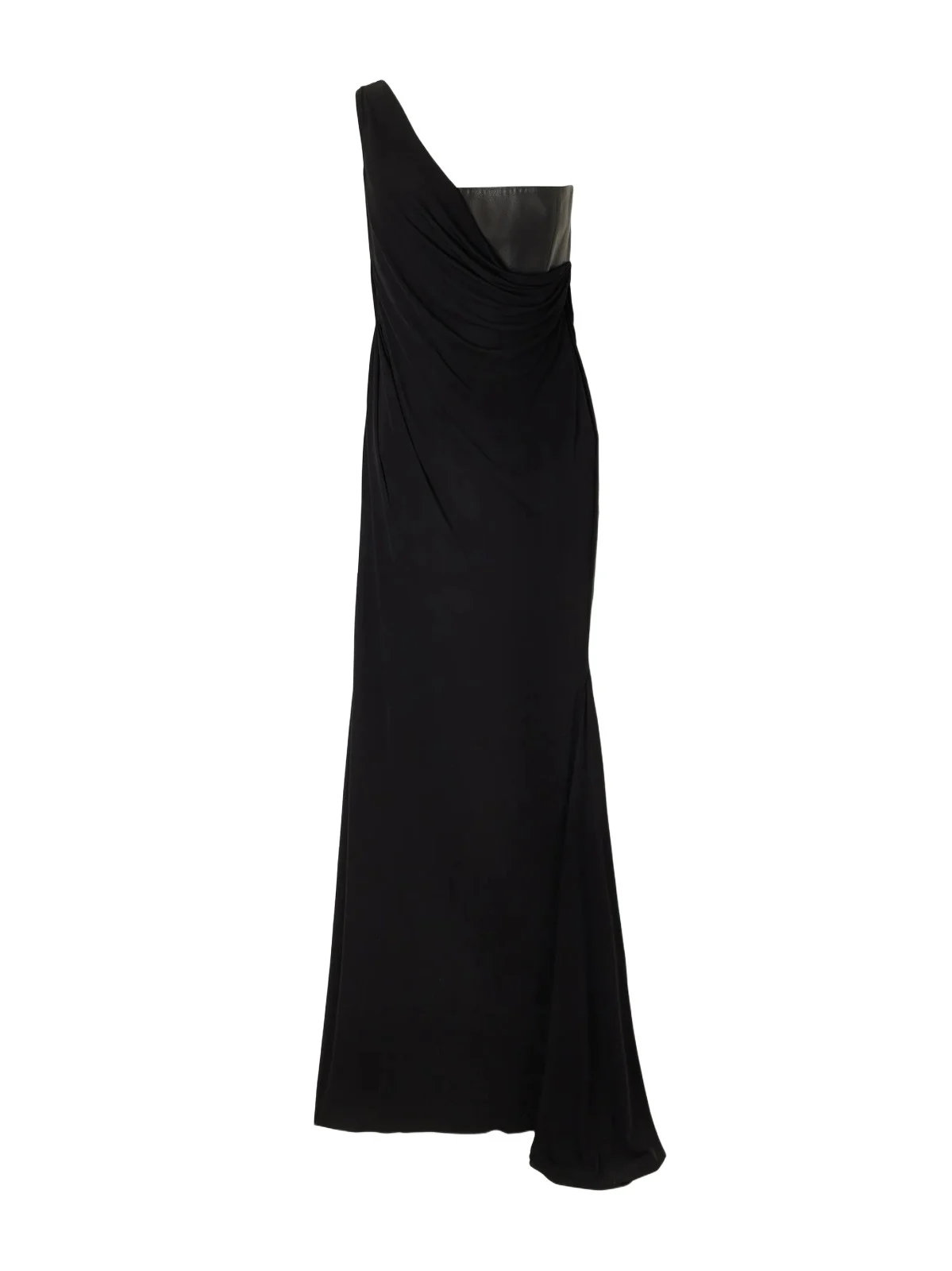 Alex Perry Asymmetric Leather And Jersey Gown - Black