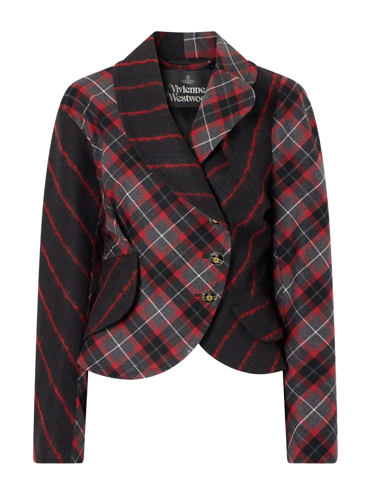 Stormy Checked Asymmetric Wool-blend Blazer Stormy Checked Asymmetric Wool-blend Blazer