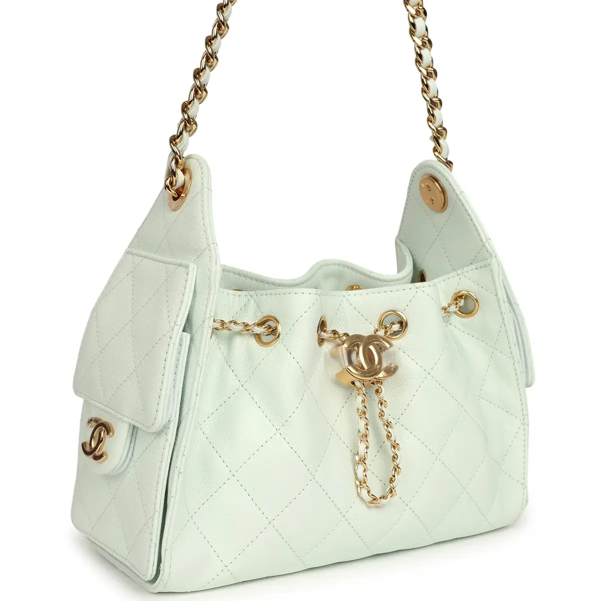 Chanel Chanel Mini 25 Hobo Bag Light Blue Caviar Gold Hardware | Thumbnail 2