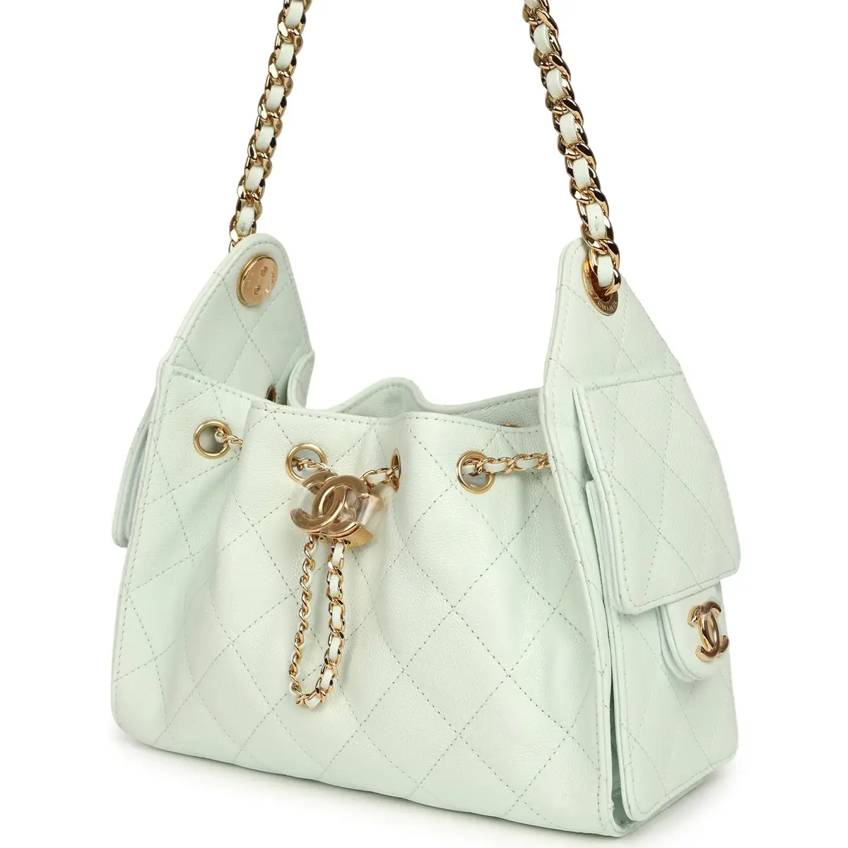 Chanel Chanel Mini 25 Hobo Bag Light Blue Caviar Gold Hardware | Thumbnail 5