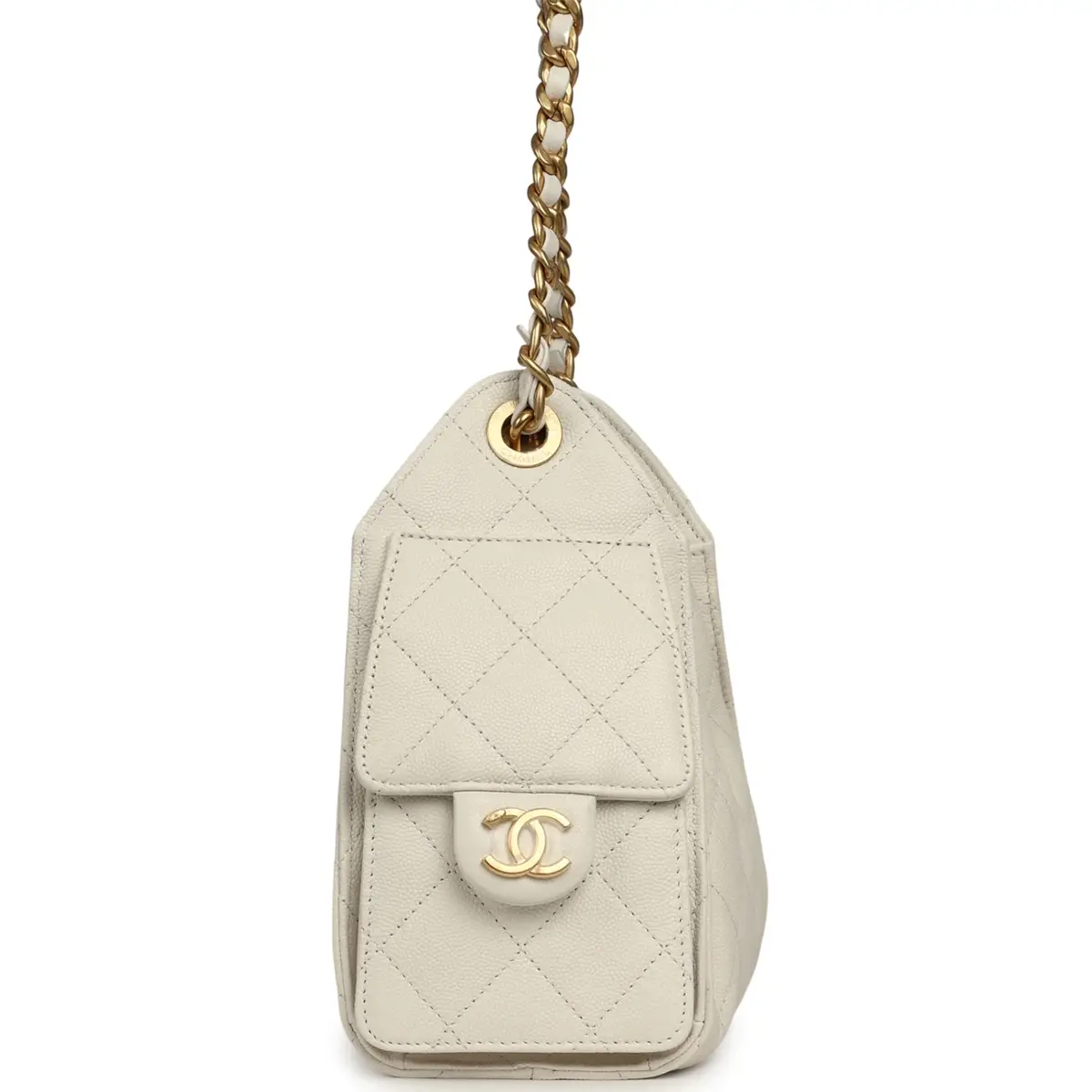 Chanel Chanel Mini 25 Hobo Bag White Caviar Antique Gold Hardware | Thumbnail 3