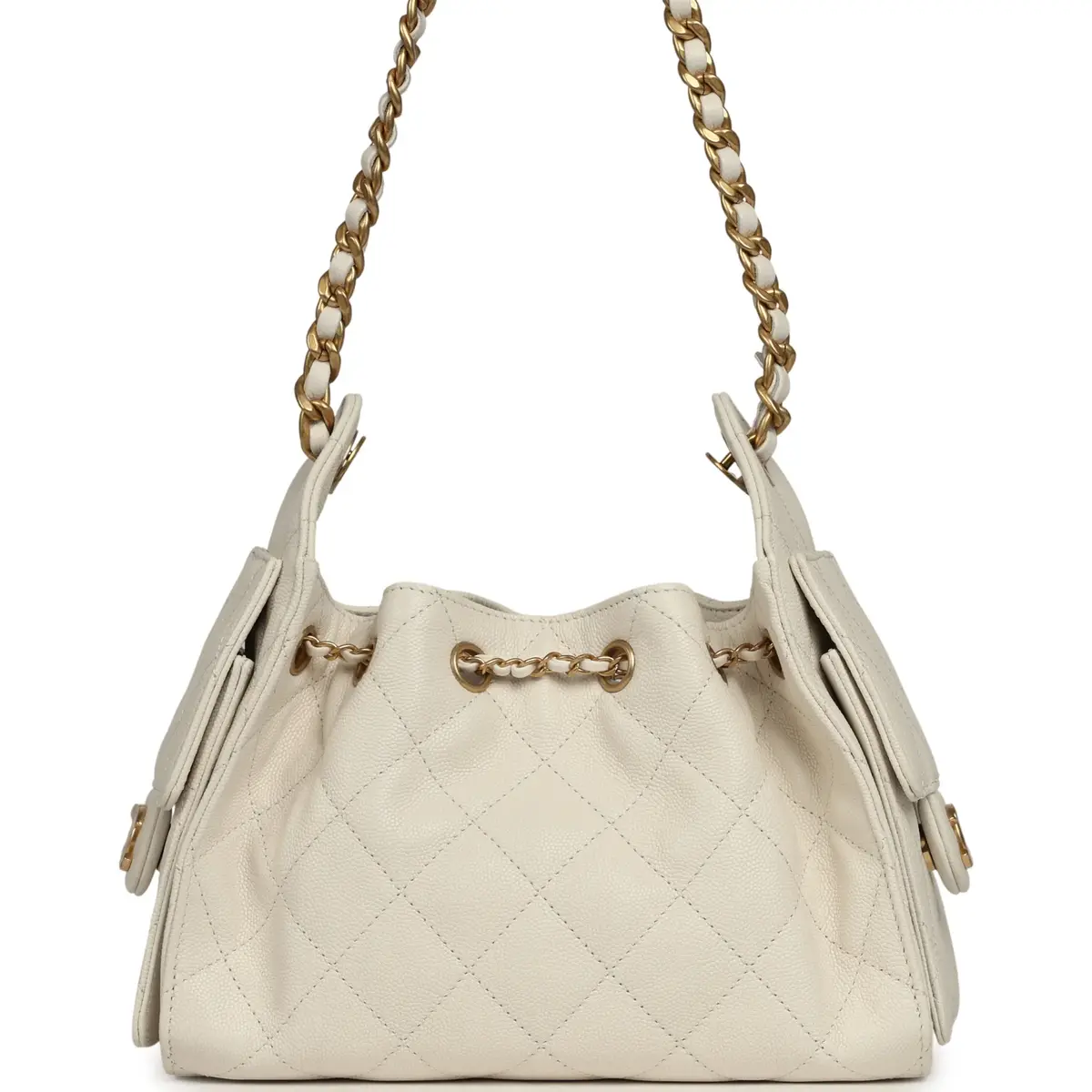 Chanel Chanel Mini 25 Hobo Bag White Caviar Antique Gold Hardware | Thumbnail 4