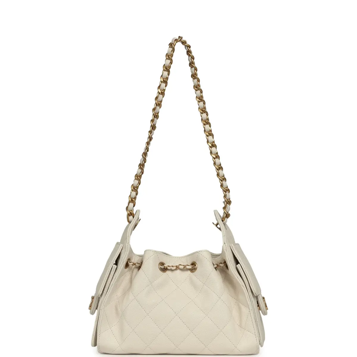 Chanel Chanel Mini 25 Hobo Bag White Caviar Antique Gold Hardware | Thumbnail 7