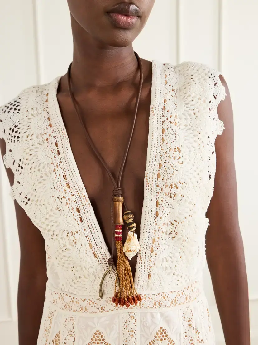 Johanna Ortiz Spirit Of The Nomad Horse Bamboo, Shell, Glass And Leather Cord Necklace | Thumbnail 2 Johanna Ortiz Spirit Of The Nomad Horse Bamboo, Shell, Glass And Leather Cord Necklace | Thumbnail 2