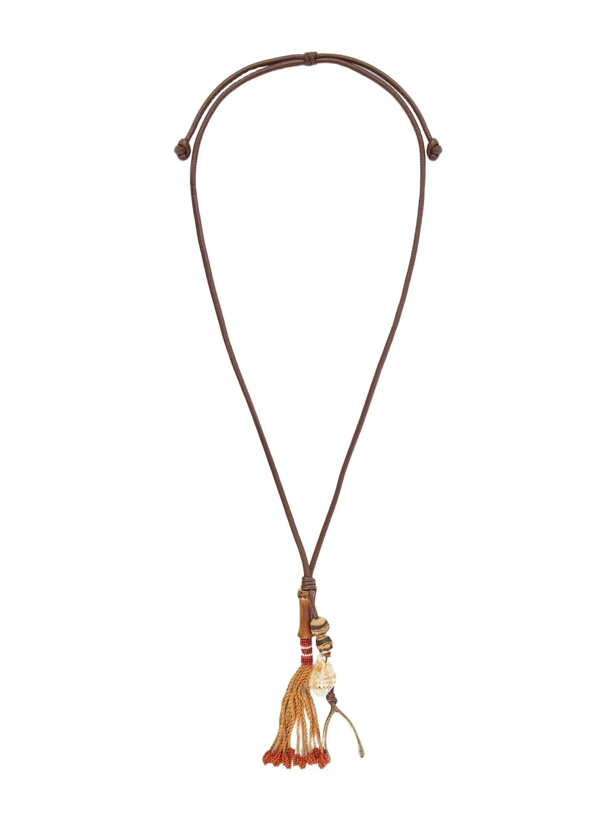 Johanna Ortiz Spirit Of The Nomad Horse Bamboo, Shell, Glass And Leather Cord Necklace