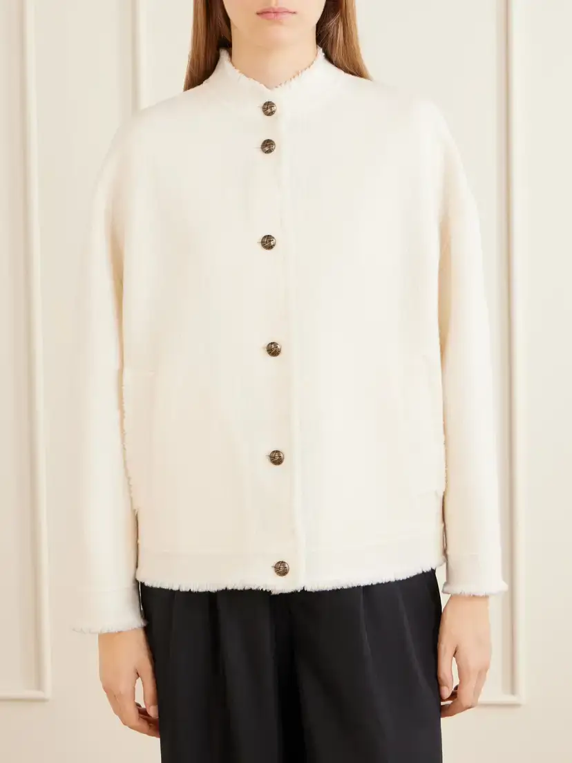Max Mara Palmizi Fringed Wool-bouclé Jacket | Thumbnail 3