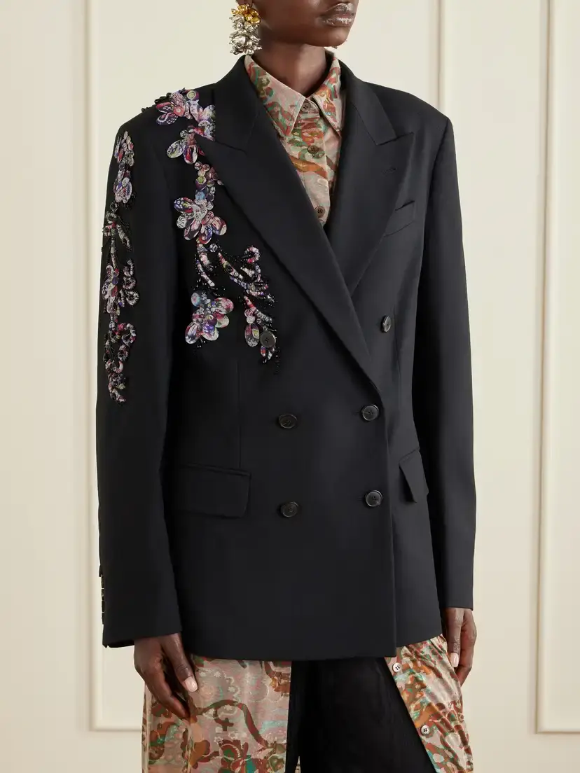 Dries Van Noten Embellished Double-breasted Wool-twill Blazer | Thumbnail 3 Dries Van Noten Embellished Double-breasted Wool-twill Blazer | Thumbnail 3