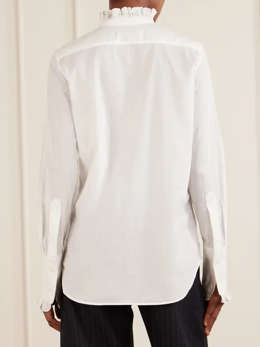 Nili Lotan Elio Ruffle-trimmed Cotton-poplin Shirt | Thumbnail 4 Nili Lotan Elio Ruffle-trimmed Cotton-poplin Shirt | Thumbnail 4