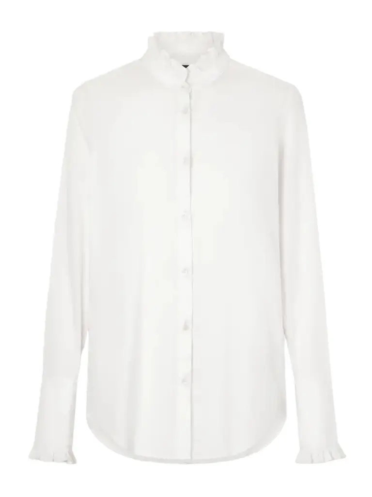 Nili Lotan Elio Ruffle-trimmed Cotton-poplin Shirt