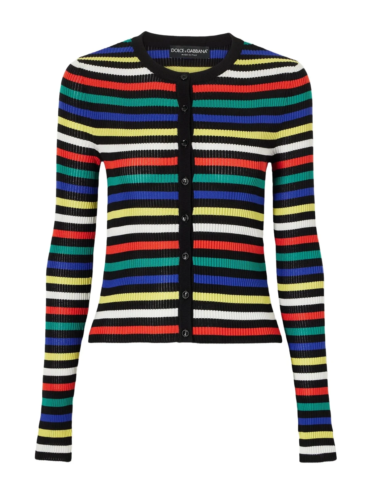Dolce & Gabbana Ribbed Striped Silk Cardigan