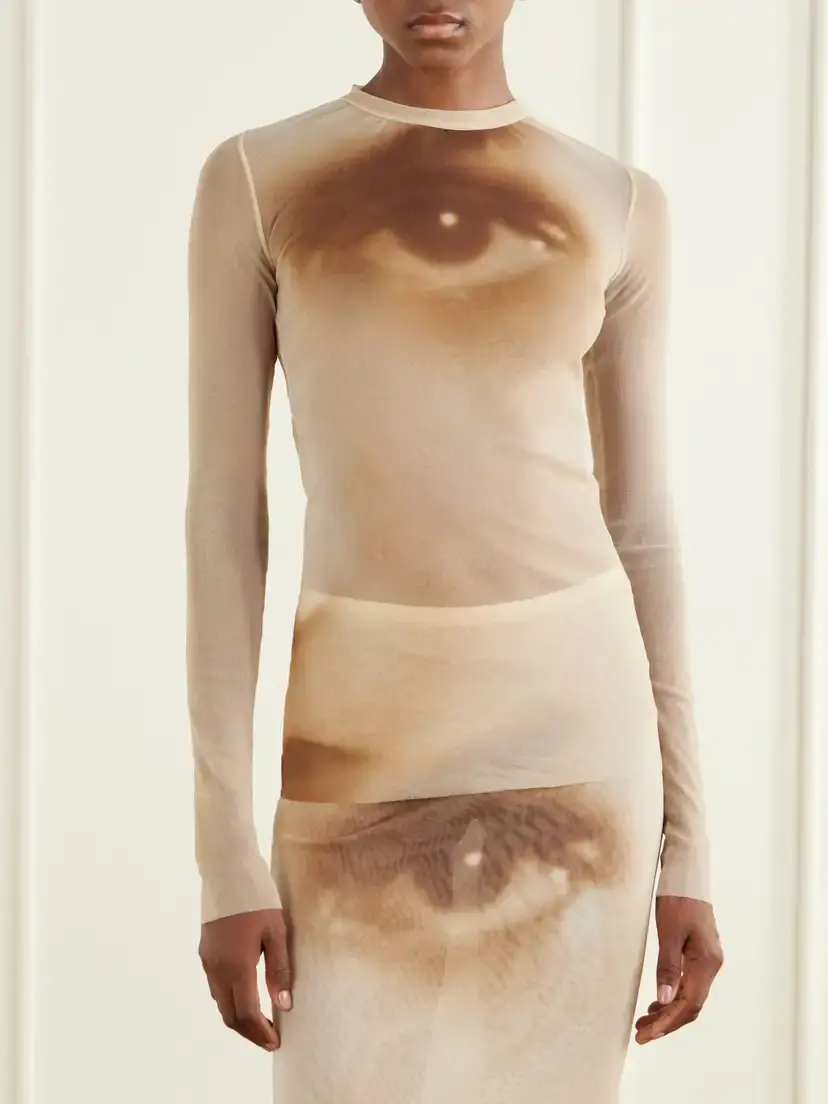 Jean Paul Gaultier Face Printed Mesh Blouse | Thumbnail 3 Jean Paul Gaultier Face Printed Mesh Blouse | Thumbnail 3