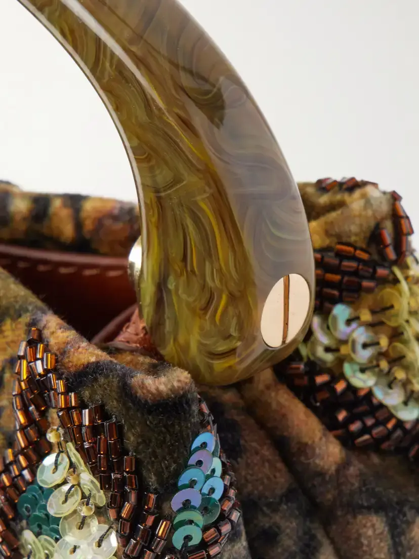 Dries Van Noten Bead-embellished Printed Leather-trimmed Velvet Shoulder Bag | Thumbnail 6 Dries Van Noten Bead-embellished Printed Leather-trimmed Velvet Shoulder Bag | Thumbnail 6