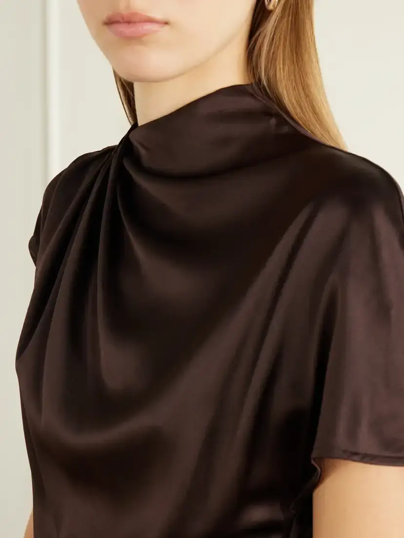 Staud Davina Gathered Silk-blend Satin Midi Dress | Thumbnail 4 Staud Davina Gathered Silk-blend Satin Midi Dress | Thumbnail 4
