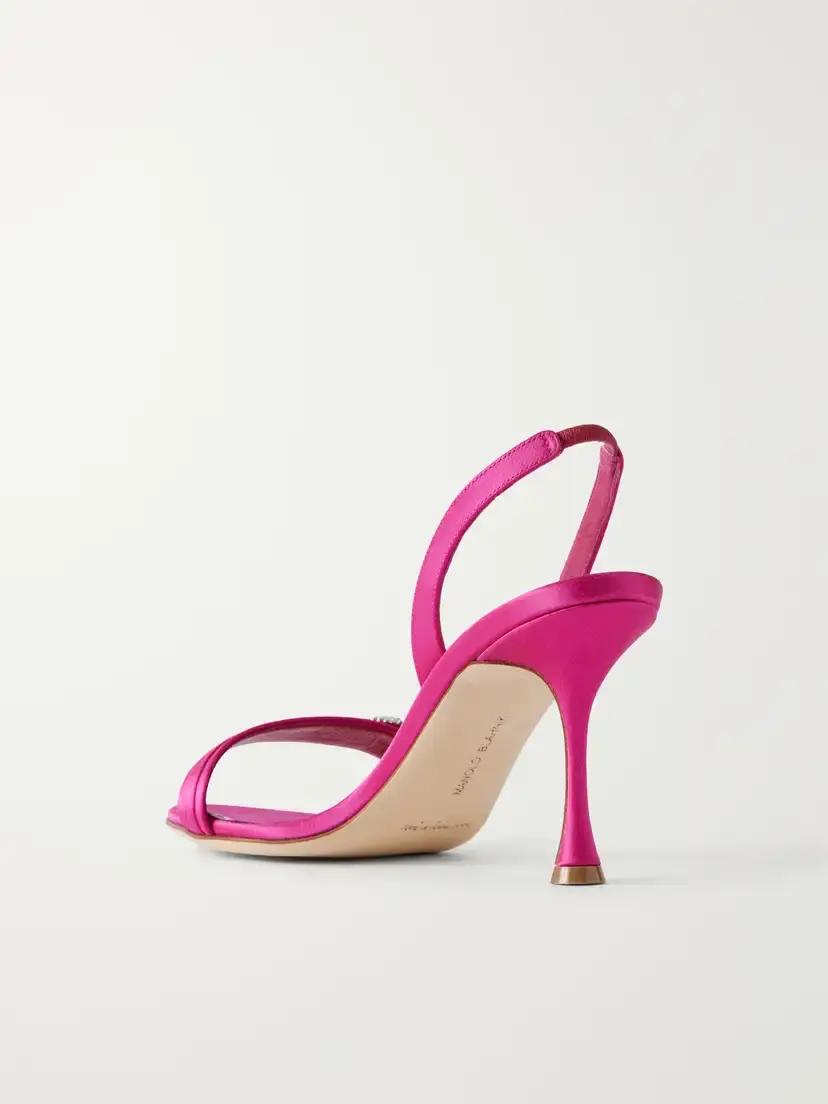 Manolo Blahnik Zutosan 90 Crystal-embellished Satin Slingback Sandals | Thumbnail 3