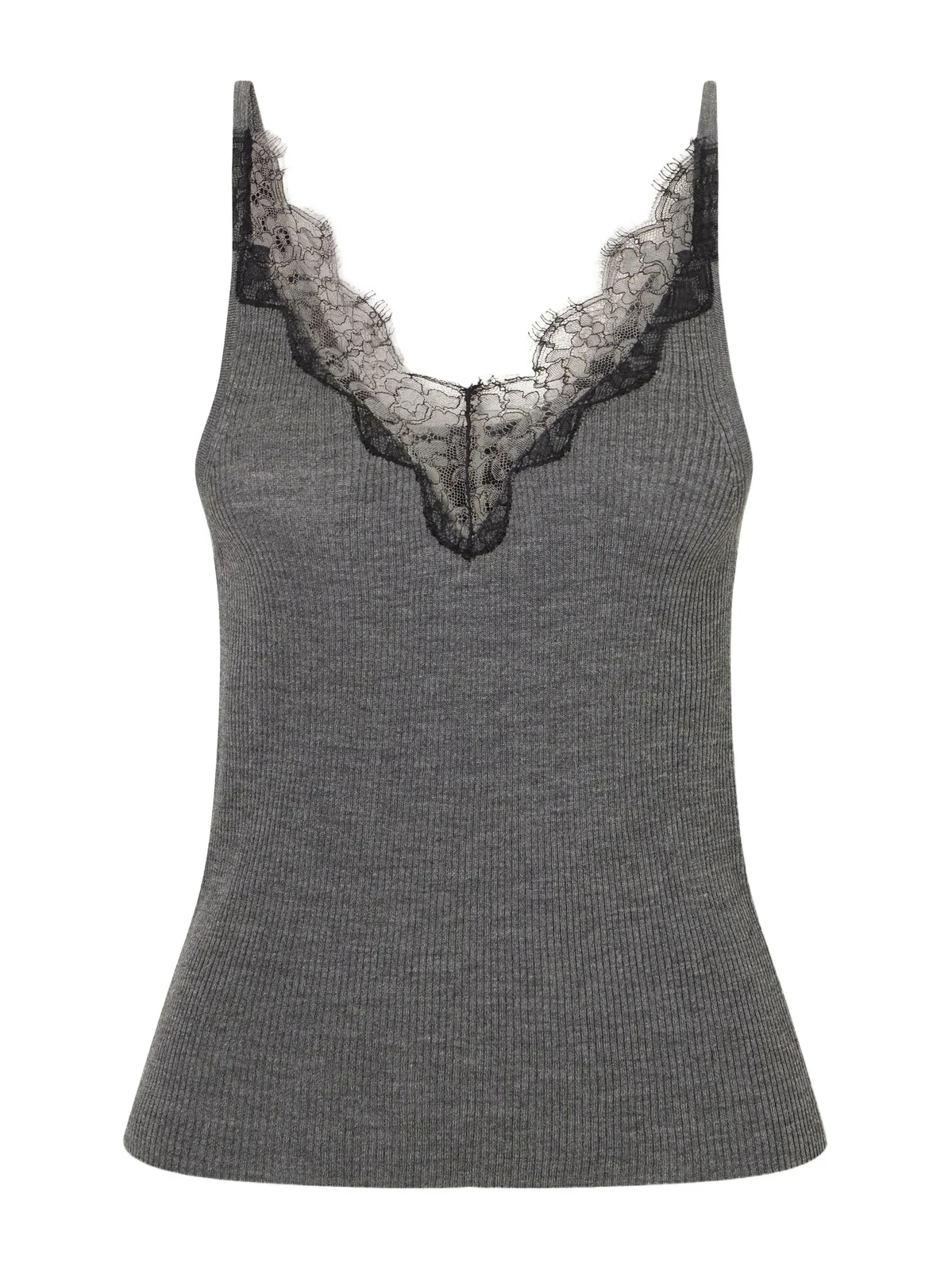Aronia Lace-trimmed Ribbed Silk-jersey Tank Aronia Lace-trimmed Ribbed Silk-jersey Tank