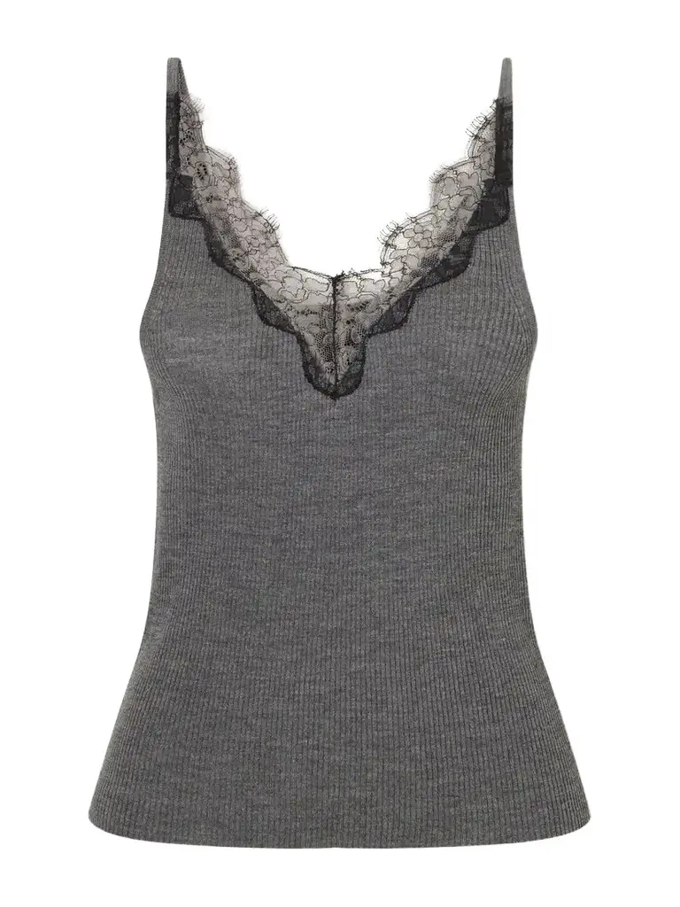 Nili Lotan Aronia Lace-trimmed Ribbed Silk-jersey Tank | Image 1 Nili Lotan Aronia Lace-trimmed Ribbed Silk-jersey Tank | Image 1