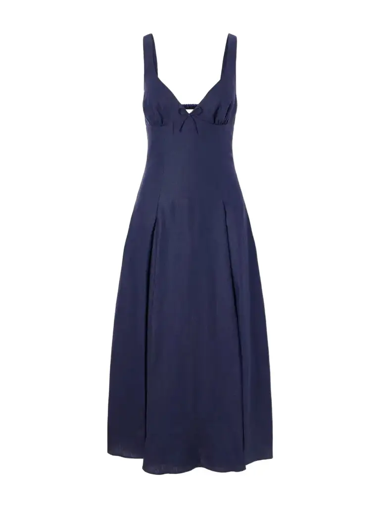 Faithfull Bow-detailed Linen Midi Dress | Image 1 Faithfull Bow-detailed Linen Midi Dress | Image 1