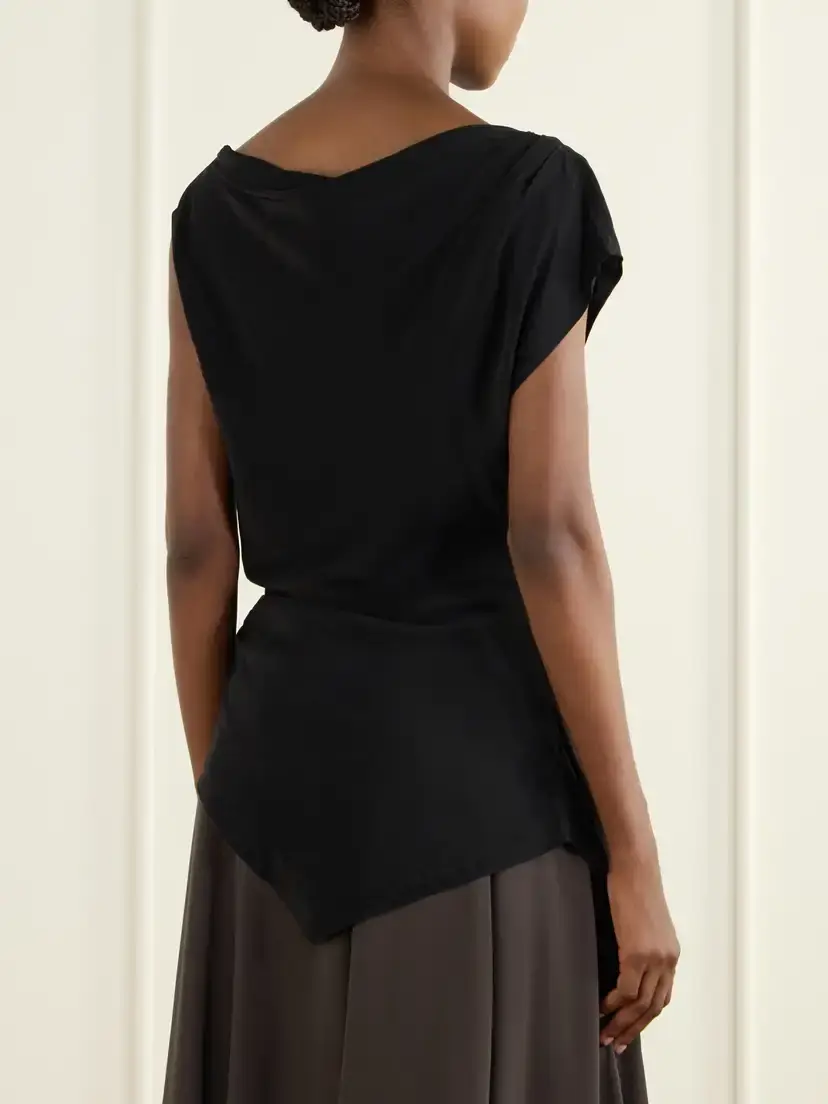 Veronica Beard Yvonne Asymmetric Gathered Crepe De Chine Blouse | Thumbnail 3 Veronica Beard Yvonne Asymmetric Gathered Crepe De Chine Blouse | Thumbnail 3