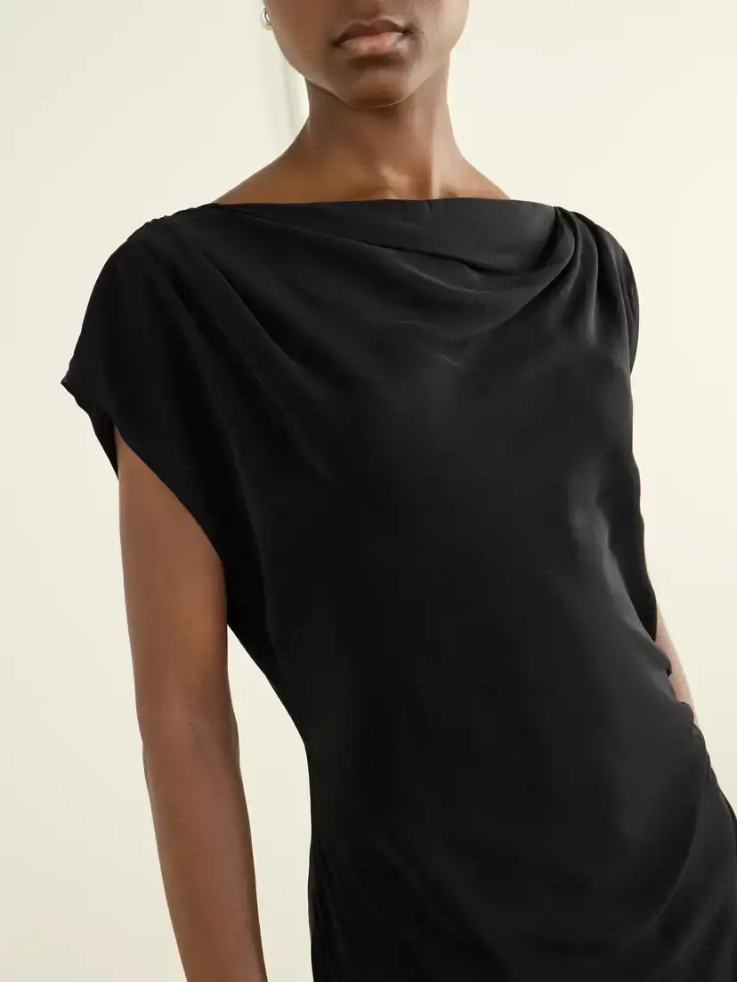 Veronica Beard Yvonne Asymmetric Gathered Crepe De Chine Blouse | Thumbnail 4 Veronica Beard Yvonne Asymmetric Gathered Crepe De Chine Blouse | Thumbnail 4
