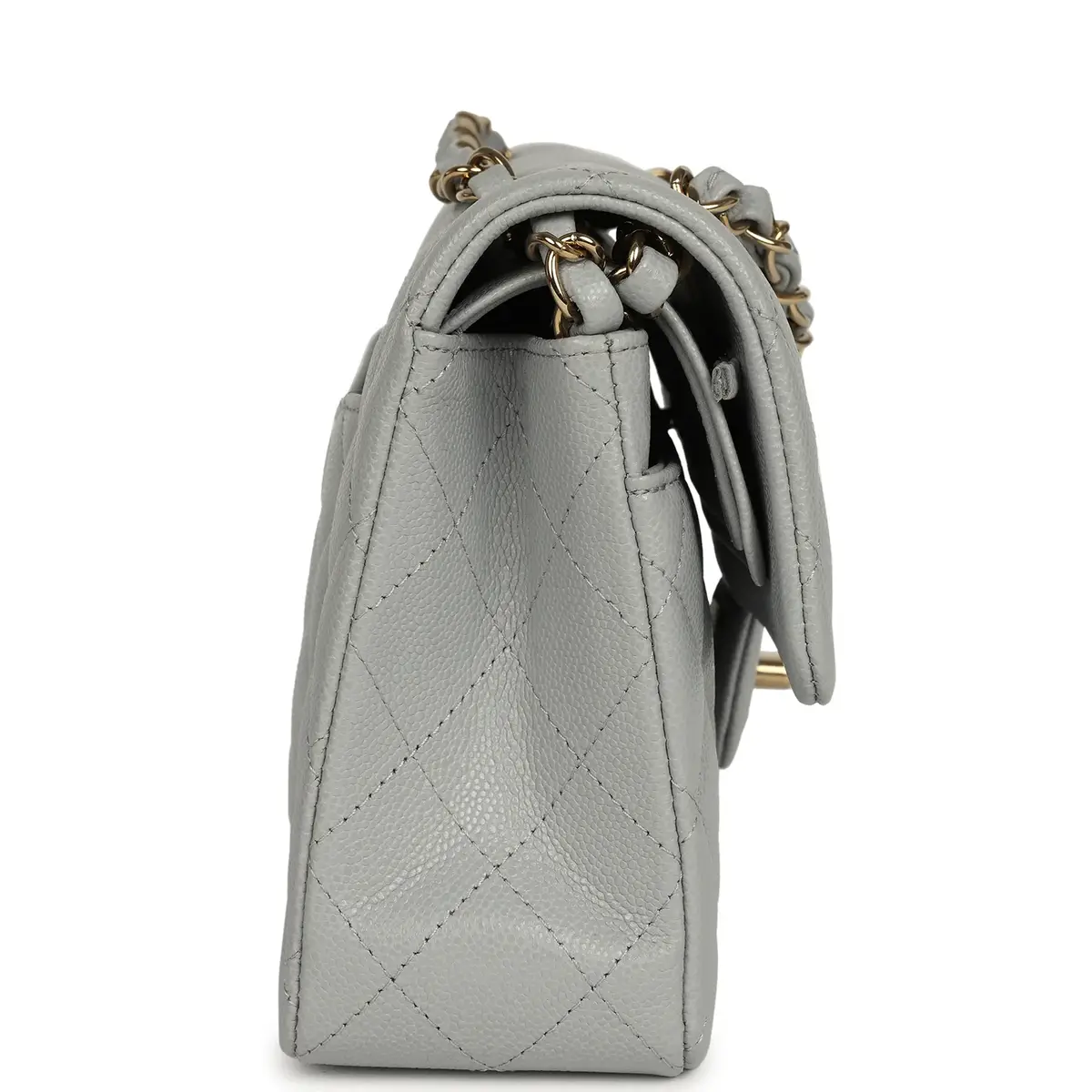 Chanel Chanel Small Classic Double Flap Bag Light Grey Caviar Light Gold Hardware | Thumbnail 3 Chanel Chanel Small Classic Double Flap Bag Light Grey Caviar Light Gold Hardware | Thumbnail 3