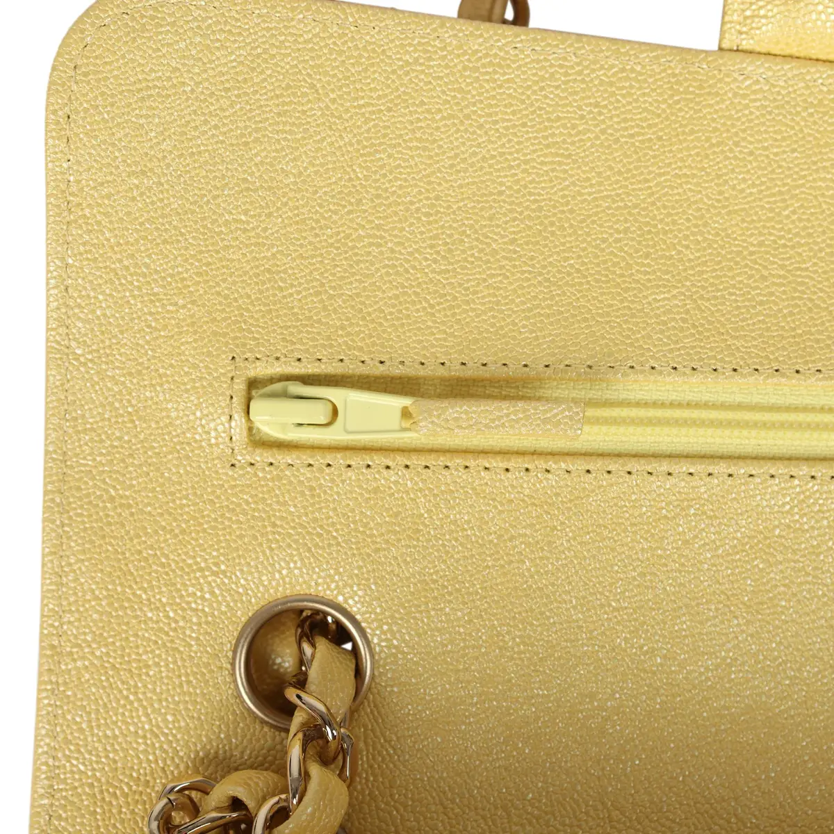 Chanel Chanel Small Classic Double Flap Bag Yellow Iridescent Caviar Light Gold Hardware | Thumbnail 8 Chanel Chanel Small Classic Double Flap Bag Yellow Iridescent Caviar Light Gold Hardware | Thumbnail 8