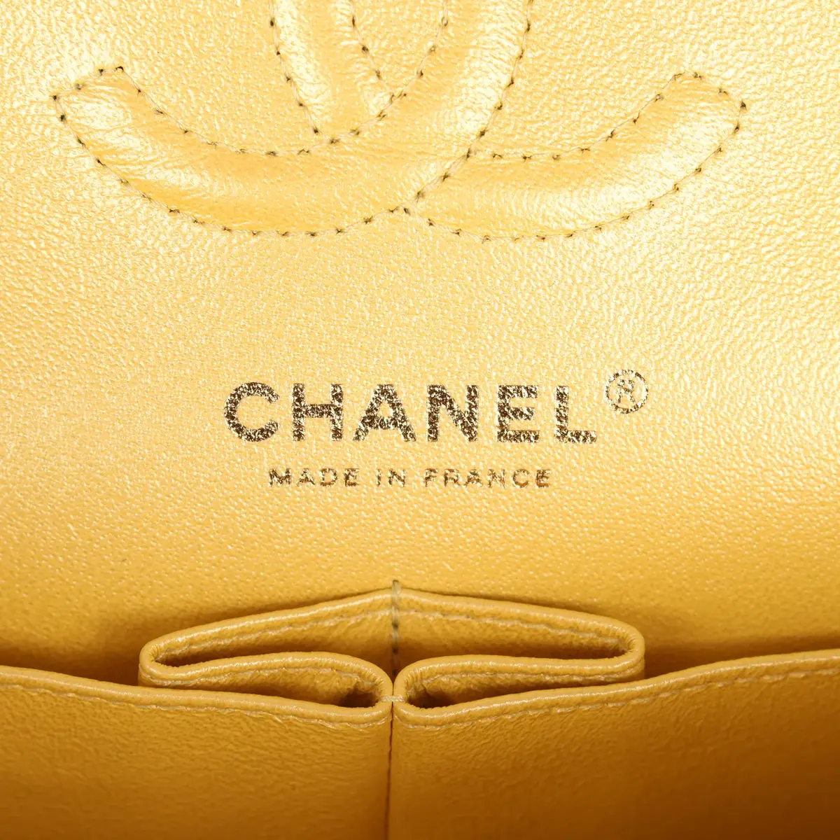 Chanel Chanel Small Classic Double Flap Bag Yellow Iridescent Caviar Light Gold Hardware | Thumbnail 9 Chanel Chanel Small Classic Double Flap Bag Yellow Iridescent Caviar Light Gold Hardware | Thumbnail 9