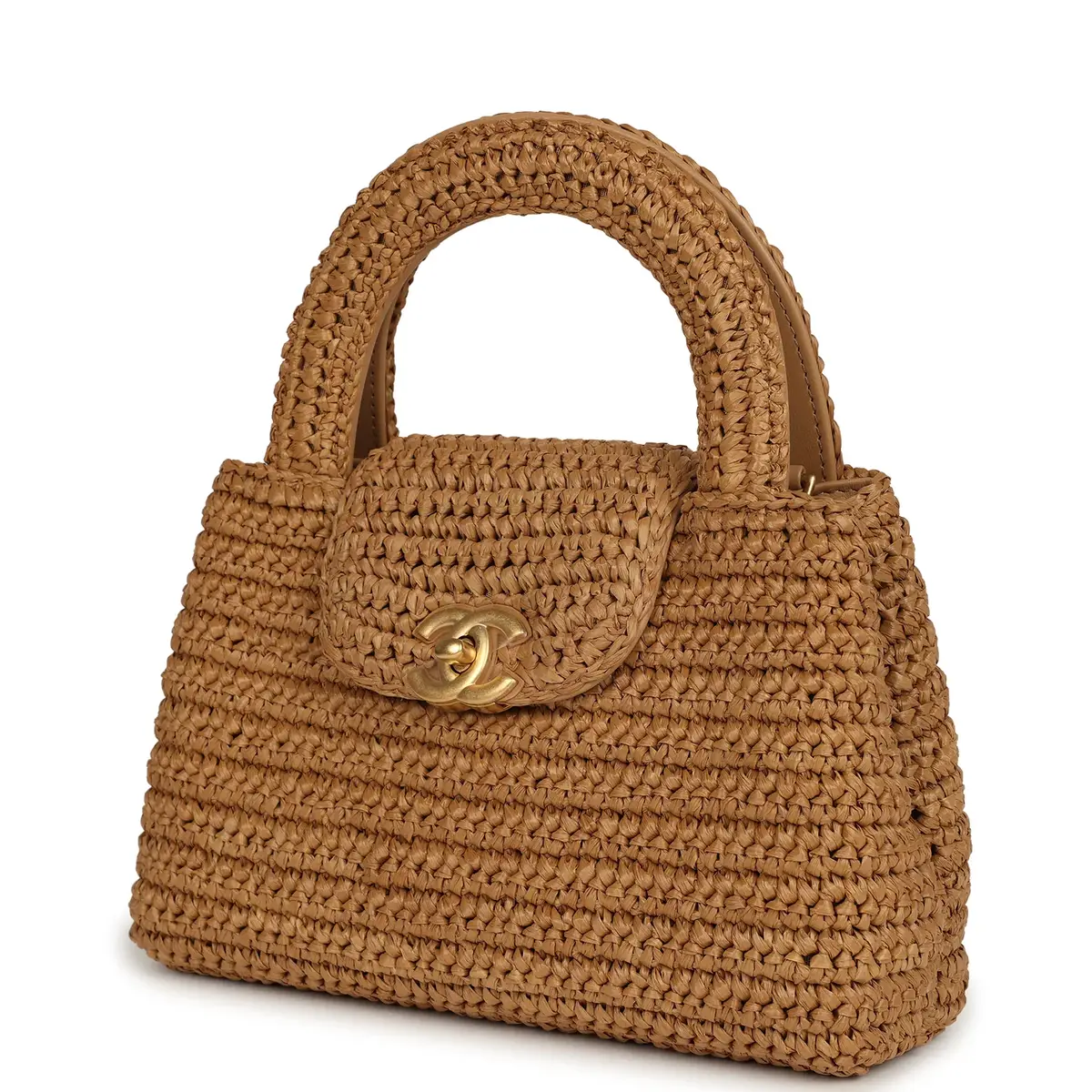 Chanel Chanel Small Kelly Shopper Dark Beige Raffia Brushed Gold Hardware | Thumbnail 5 Chanel Chanel Small Kelly Shopper Dark Beige Raffia Brushed Gold Hardware | Thumbnail 5