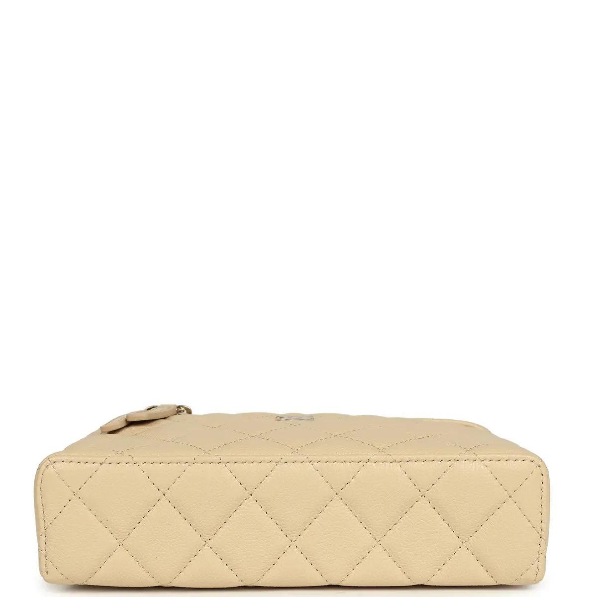 Chanel Chanel Top Handle Long Vanity Case with Chain Beige Shiny Caviar Light Gold Hardware | Thumbnail 6