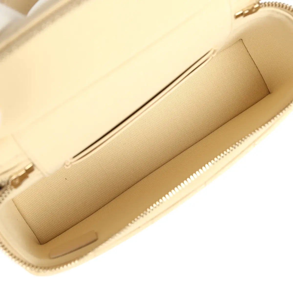 Chanel Chanel Top Handle Long Vanity Case with Chain Beige Shiny Caviar Light Gold Hardware | Thumbnail 8