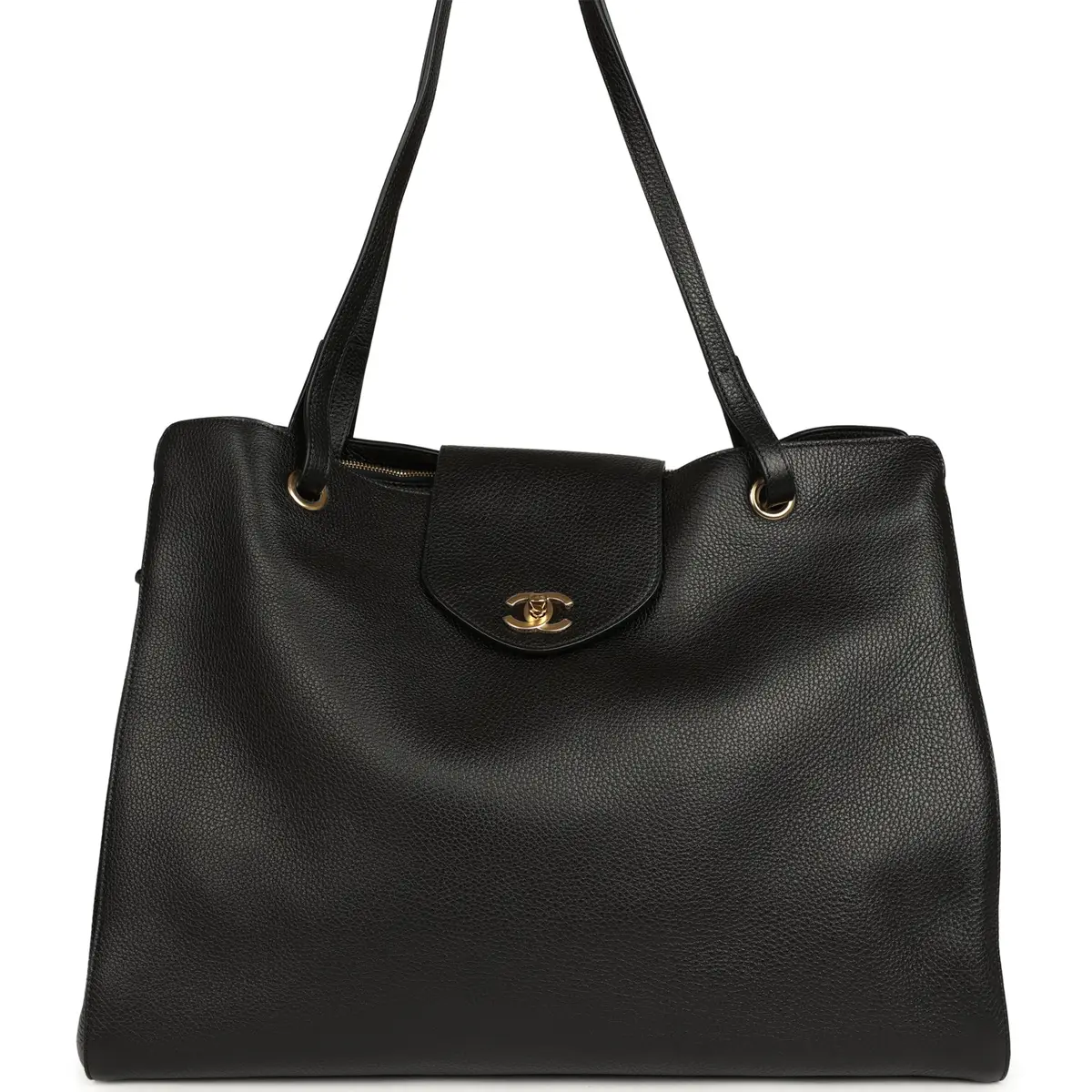 Chanel Chanel XXL "It Girl" Shopping Tote Black Grained Calfskin Gold Hardware | Image 1 Chanel Chanel XXL "It Girl" Shopping Tote Black Grained Calfskin Gold Hardware | Image 1