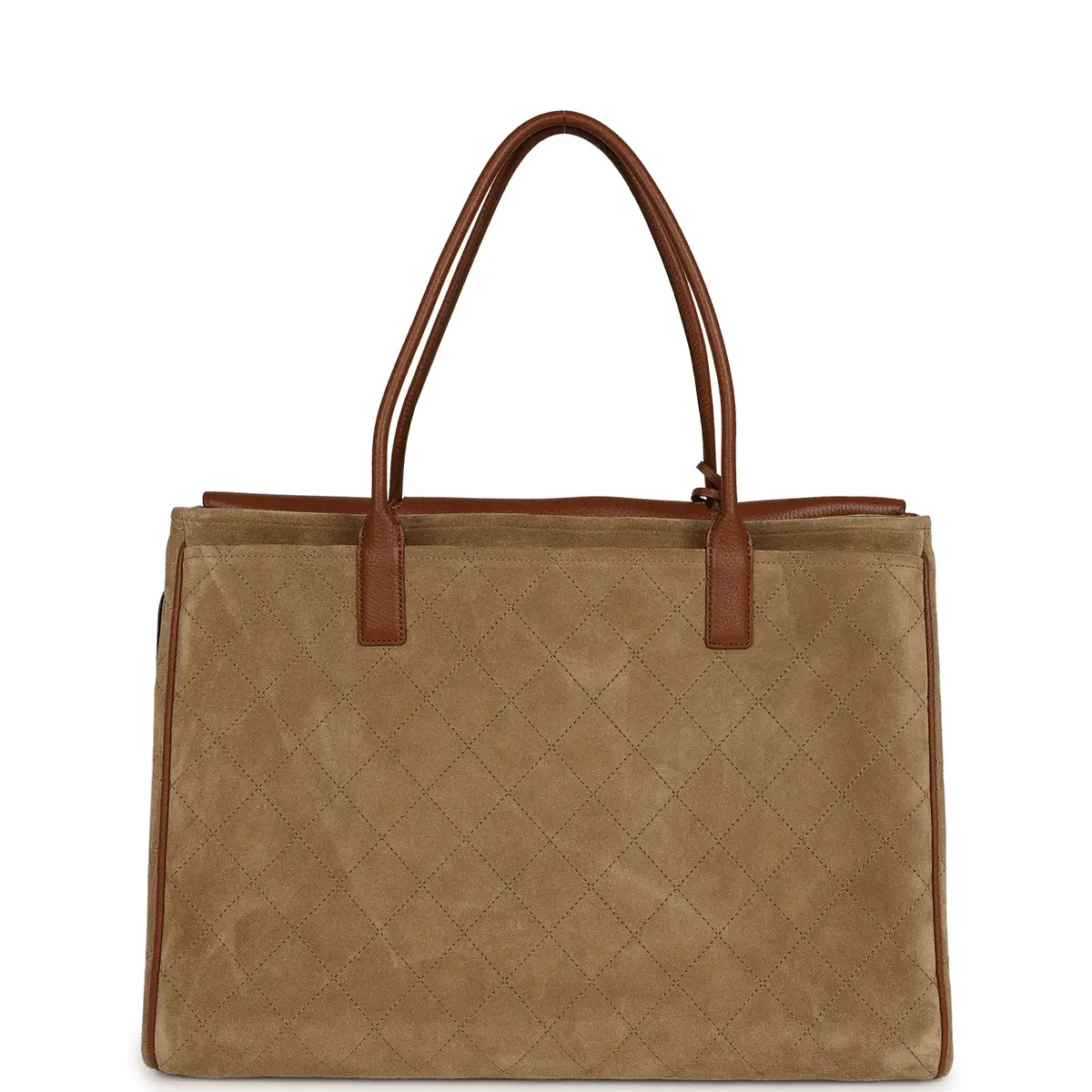Chanel Chanel XXL "Urban Essential" Shopping Tote Dark Beige Suede, Camel Grained Calfskin Gold Hardware | Thumbnail 4