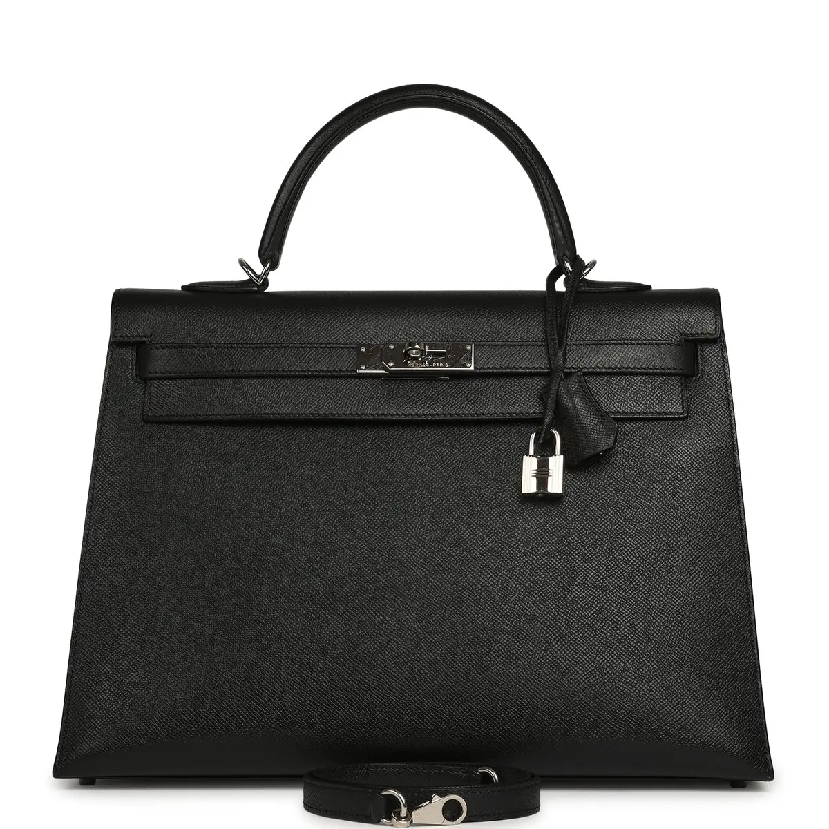 HERMÈS gerry Pre-owned Hermes Kelly Sellier 35 Black Epsom Palladium Hardware | Image 1 HERMÈS gerry Pre-owned Hermes Kelly Sellier 35 Black Epsom Palladium Hardware | Image 1