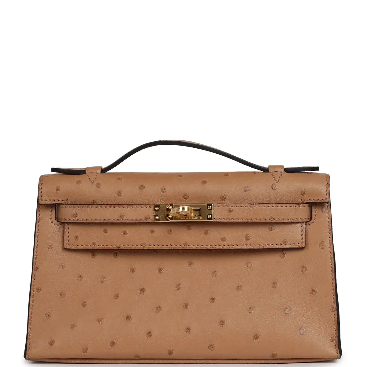 HERMÈS Hermes Kelly Pochette Chai Ostrich Gold Hardware | Image 1 HERMÈS Hermes Kelly Pochette Chai Ostrich Gold Hardware | Image 1