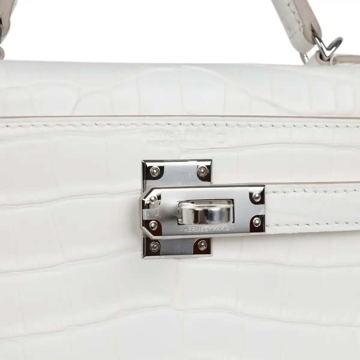HERMÈS Hermes Kelly Sellier 20 Creme Chantilly Matte Alligator Palladium Hardware | Thumbnail 7 HERMÈS Hermes Kelly Sellier 20 Creme Chantilly Matte Alligator Palladium Hardware | Thumbnail 7